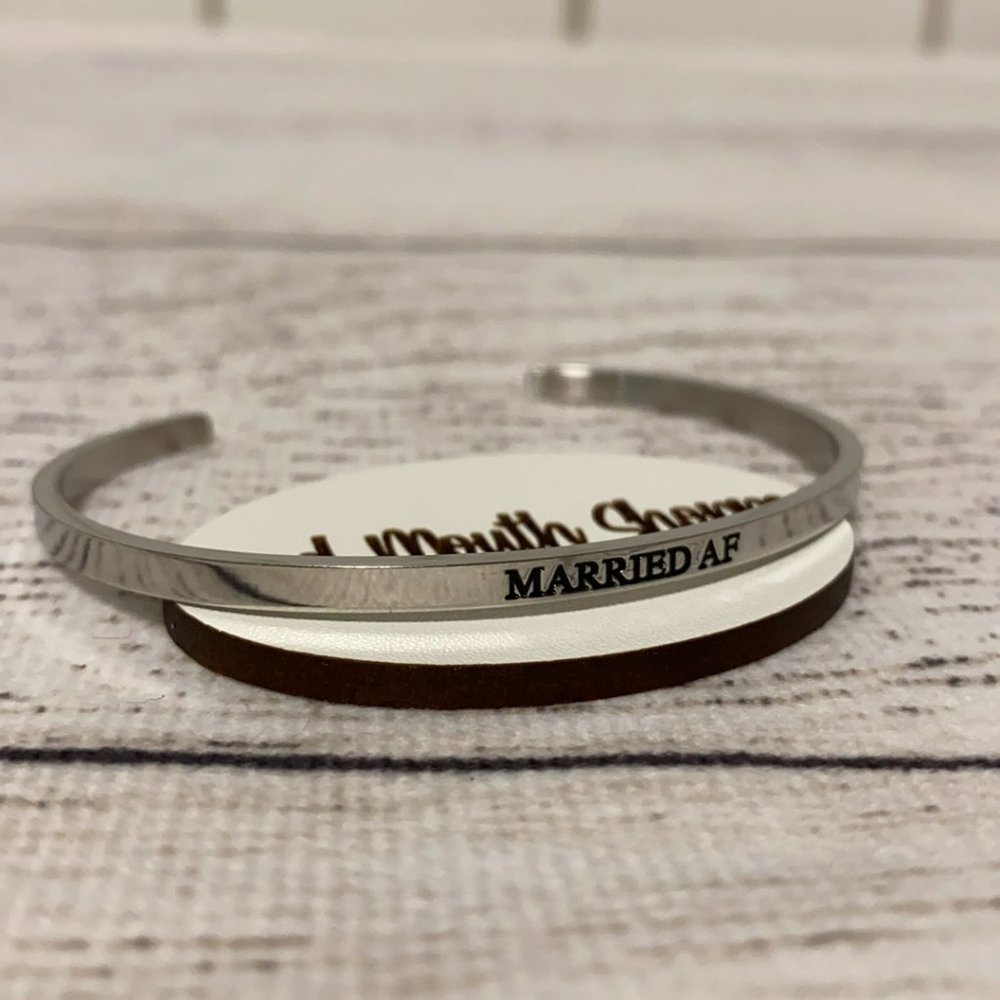 *Metal Marvels MARRIED AF Dainty Bangle in Silver